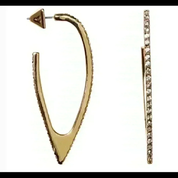 Vince Camuto Pave V Hoop Earrings - Picture 1 of 2